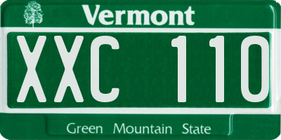 VT license plate XXC110