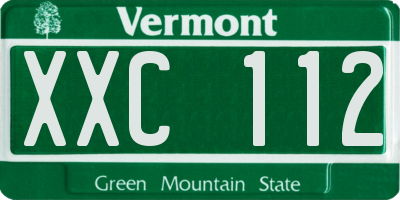 VT license plate XXC112