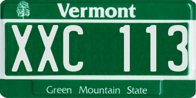 VT license plate XXC113