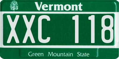 VT license plate XXC118