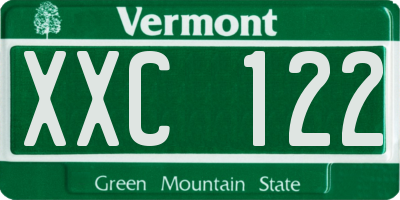 VT license plate XXC122