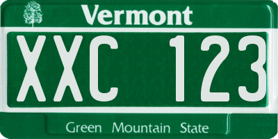 VT license plate XXC123