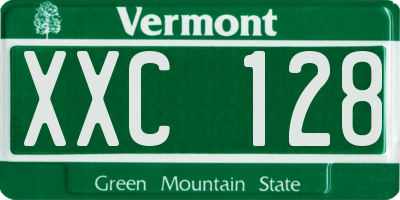 VT license plate XXC128