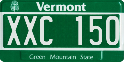 VT license plate XXC150