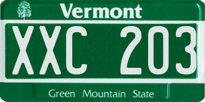 VT license plate XXC203