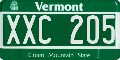 VT license plate XXC205
