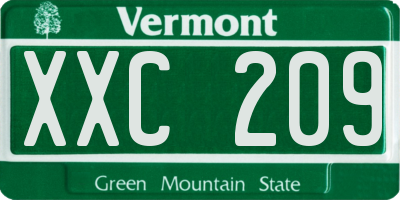 VT license plate XXC209