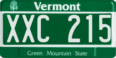 VT license plate XXC215