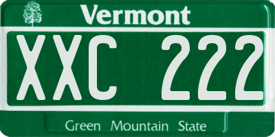 VT license plate XXC222
