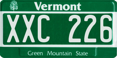 VT license plate XXC226