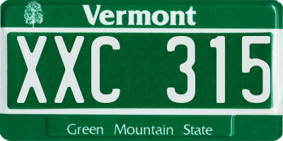 VT license plate XXC315