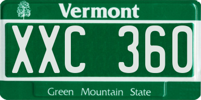 VT license plate XXC360