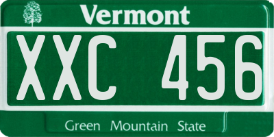 VT license plate XXC456
