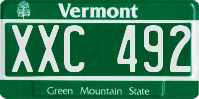 VT license plate XXC492