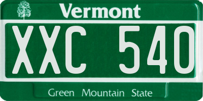 VT license plate XXC540