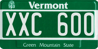 VT license plate XXC600