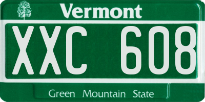 VT license plate XXC608