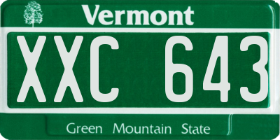 VT license plate XXC643