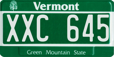 VT license plate XXC645