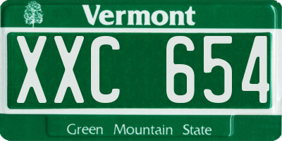 VT license plate XXC654