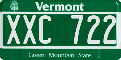VT license plate XXC722