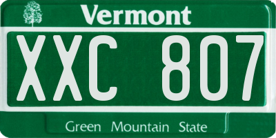 VT license plate XXC807