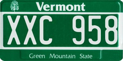 VT license plate XXC958