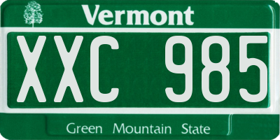 VT license plate XXC985