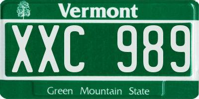 VT license plate XXC989