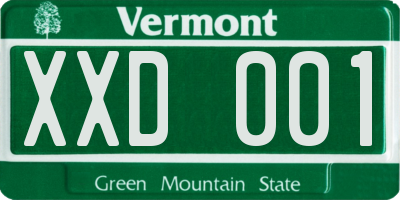 VT license plate XXD001