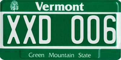 VT license plate XXD006