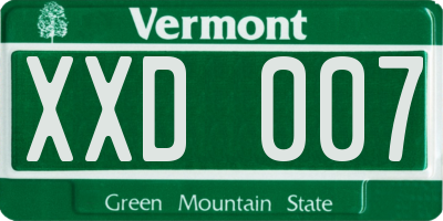VT license plate XXD007