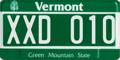 VT license plate XXD010