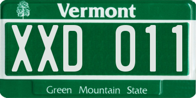 VT license plate XXD011