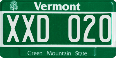 VT license plate XXD020