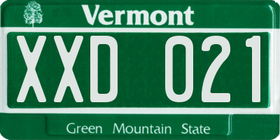 VT license plate XXD021