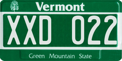 VT license plate XXD022