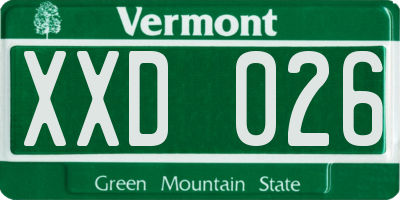 VT license plate XXD026