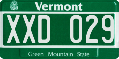 VT license plate XXD029