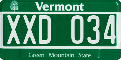 VT license plate XXD034