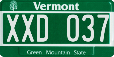 VT license plate XXD037