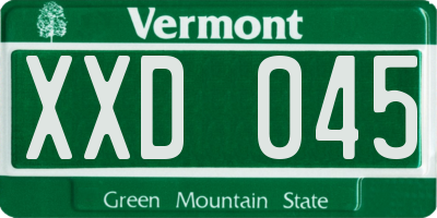 VT license plate XXD045