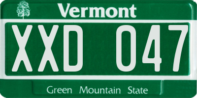 VT license plate XXD047
