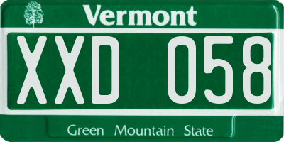 VT license plate XXD058