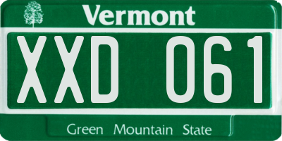 VT license plate XXD061