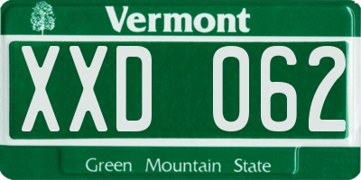 VT license plate XXD062