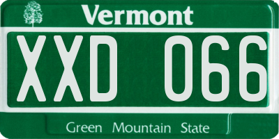VT license plate XXD066