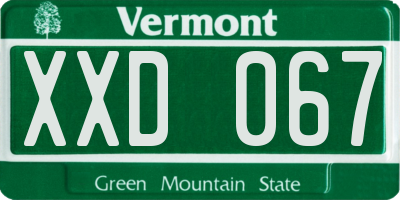 VT license plate XXD067