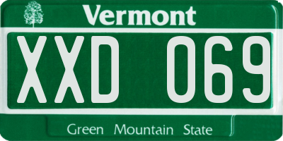 VT license plate XXD069