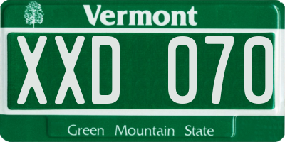 VT license plate XXD070